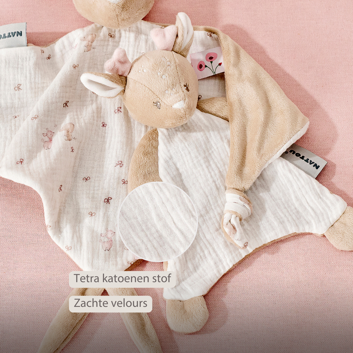 Gepersonaliseerd Nattou Doudou Hert met naam - incl. borduren