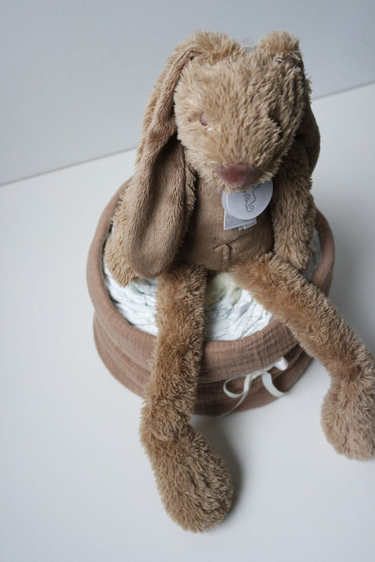 Luiertaart Midi - Rabbit Richie Bruin - Personalisatie mogelijk!