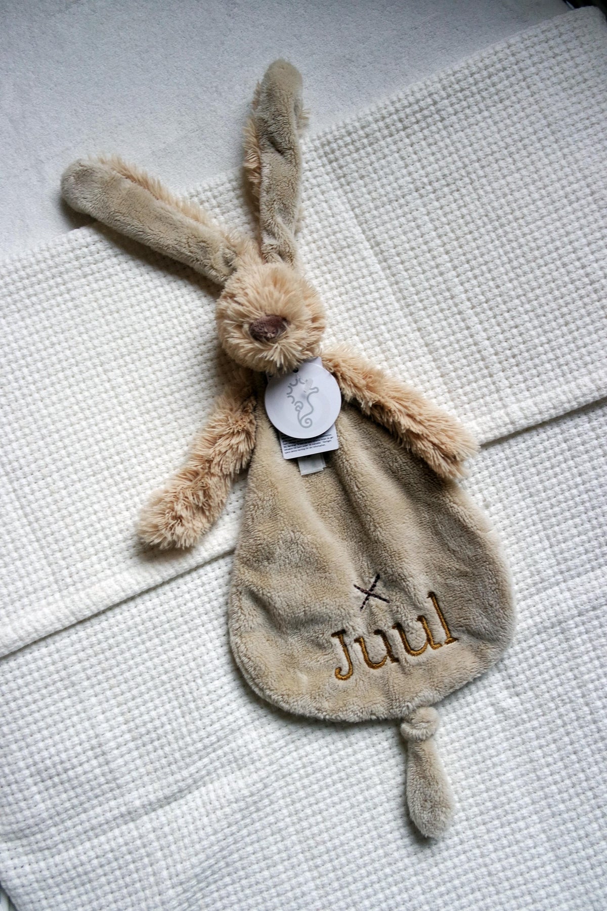 Cadeaupakket met naam – Rabbit Richie knuffeldoekje & knuffel 38cm