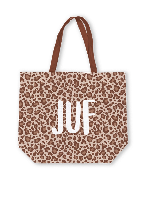 Canvas Tas Leopard Juf !! Binnen 48u Verzonden !!