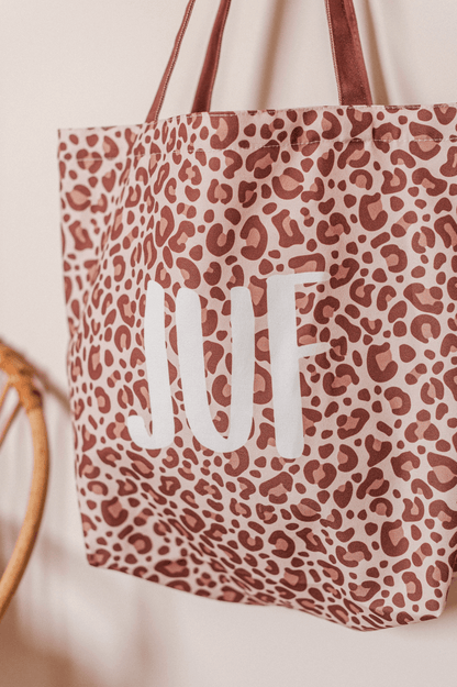 Canvas Tas Leopard Juf !! Binnen 48u Verzonden !!