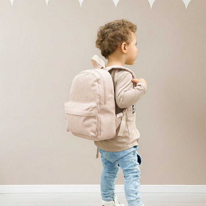Gepersonaliseerde rugzak Beige Corduroy met naam - incl. borduren