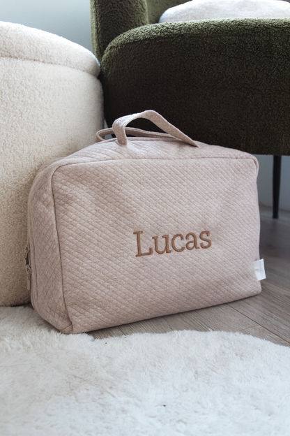 Logeertas Losange met naam - Geborduurd