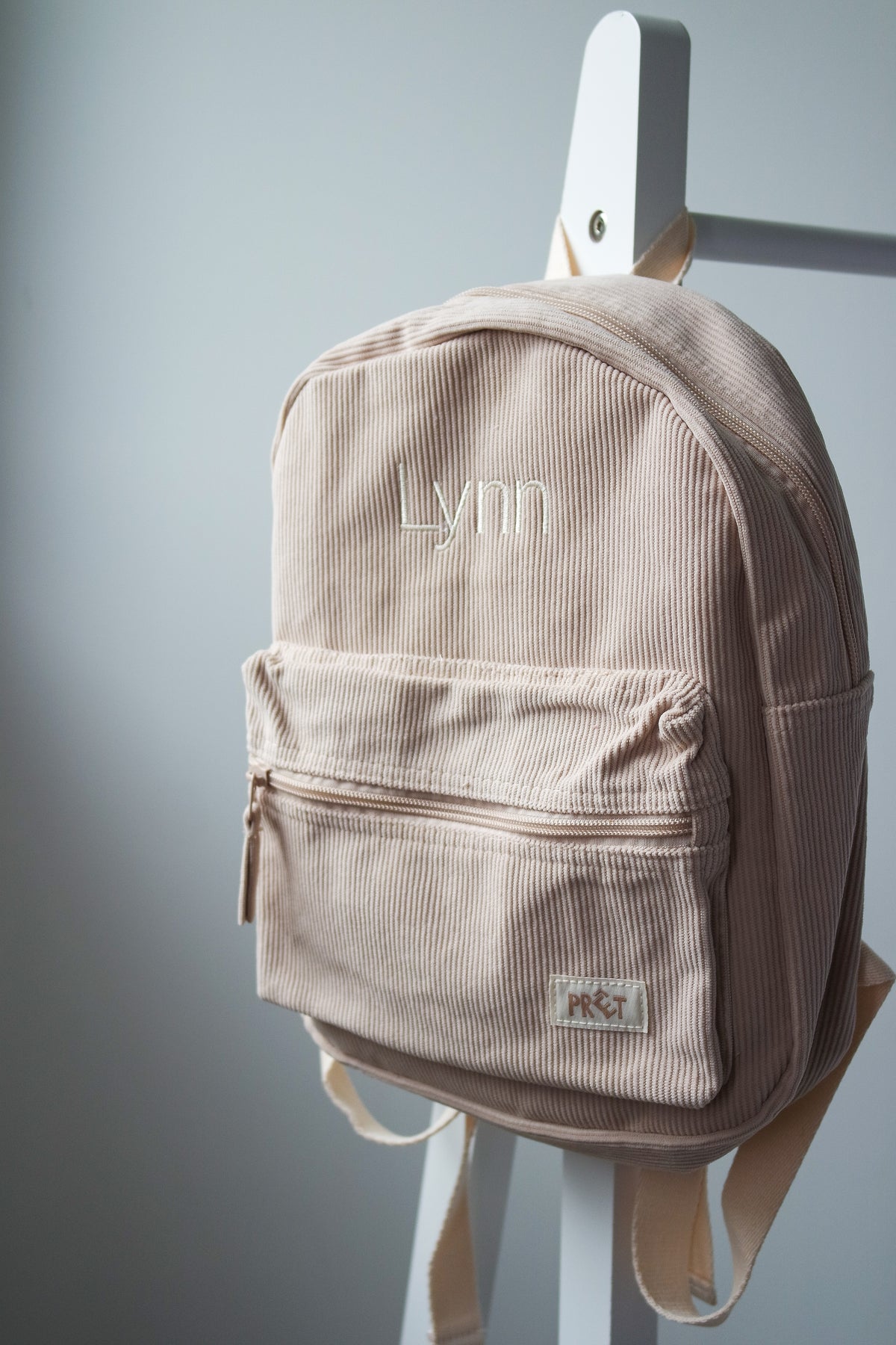Gepersonaliseerde rugzak Beige Corduroy met naam - incl. borduren