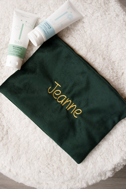 Gepersonaliseerde toilettas velvet met naam - Geborduurd