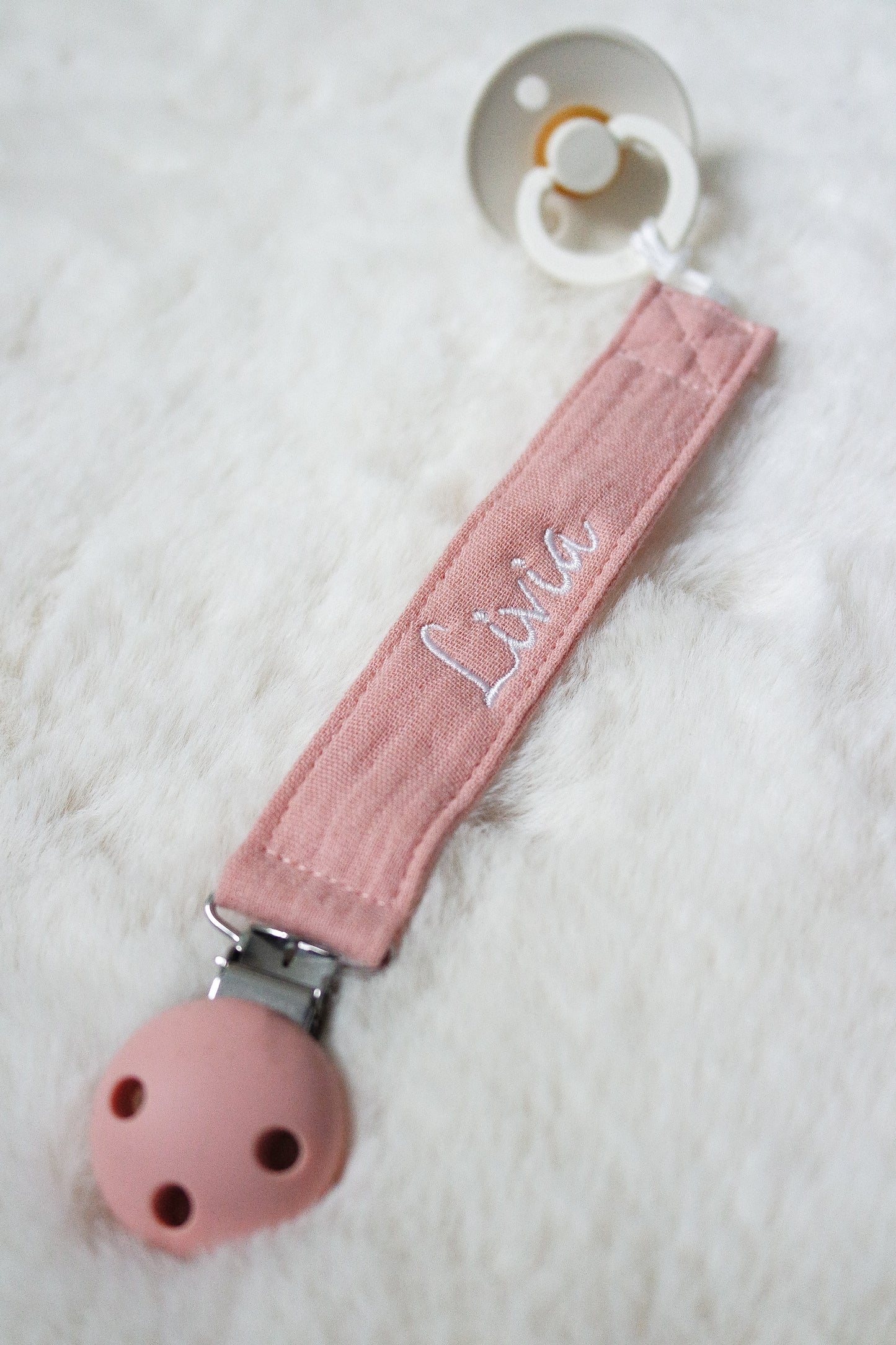 Speenkoord met clip met naam