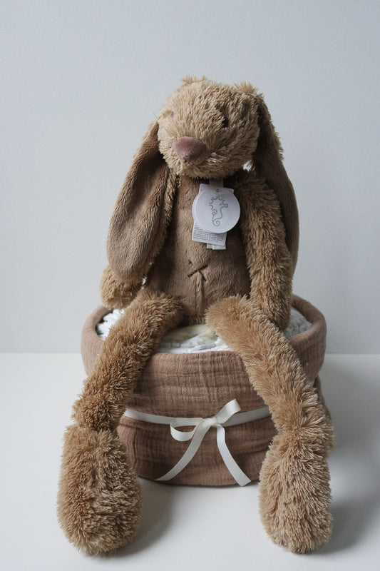 Luiertaart Midi - Rabbit Richie Bruin - Personalisatie mogelijk!