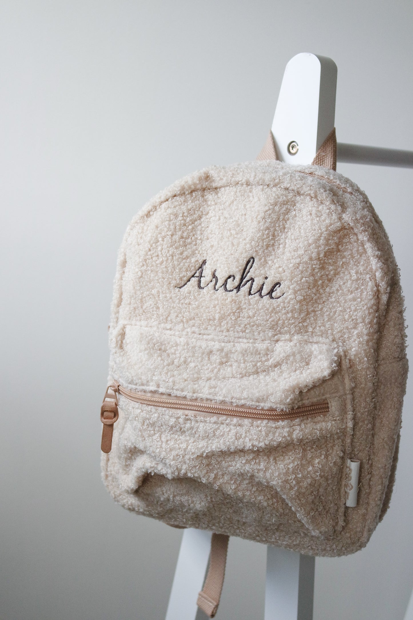 Gepersonaliseerde rugzak Beige Teddy met naam - incl. borduren