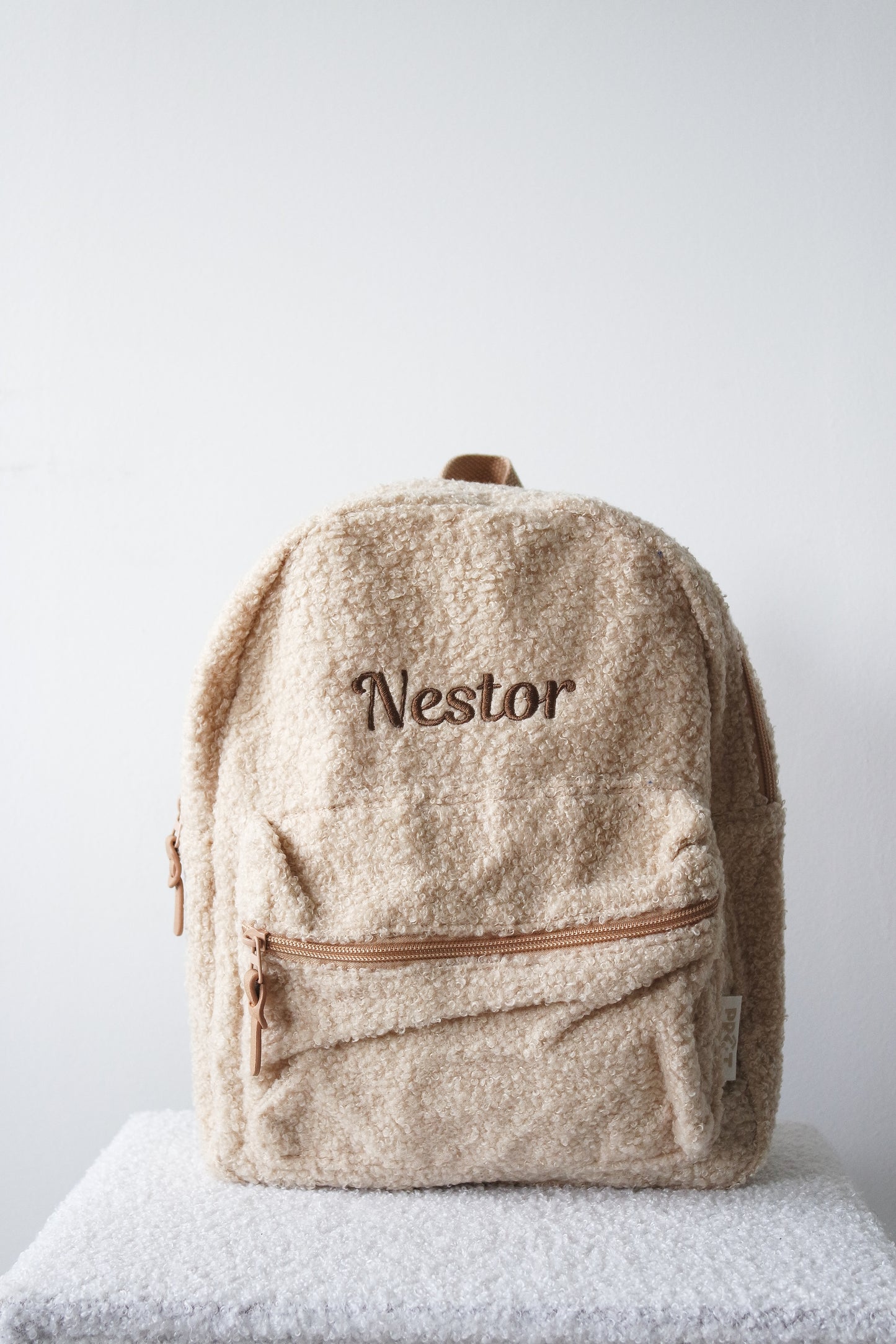 Gepersonaliseerde rugzak Beige Teddy met naam - incl. borduren