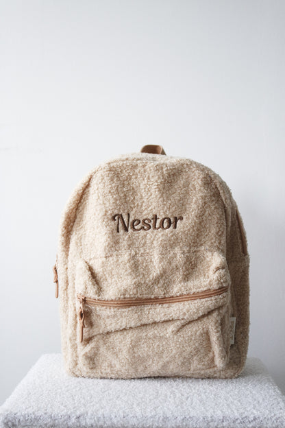 Gepersonaliseerde rugzak Beige Teddy met naam - incl. borduren