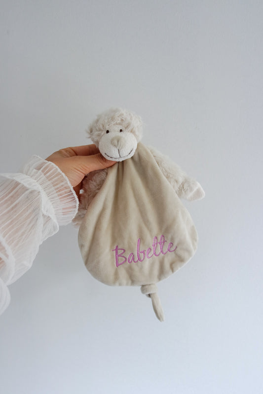 Gepersonaliseerd knuffeldoekje Aap met naam - incl. borduren