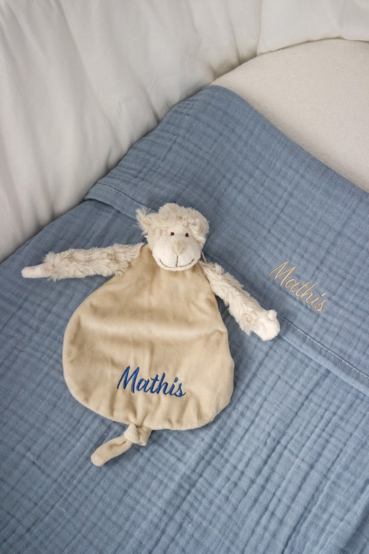 Gepersonaliseerd knuffeldoekje Aap met naam - incl. borduren