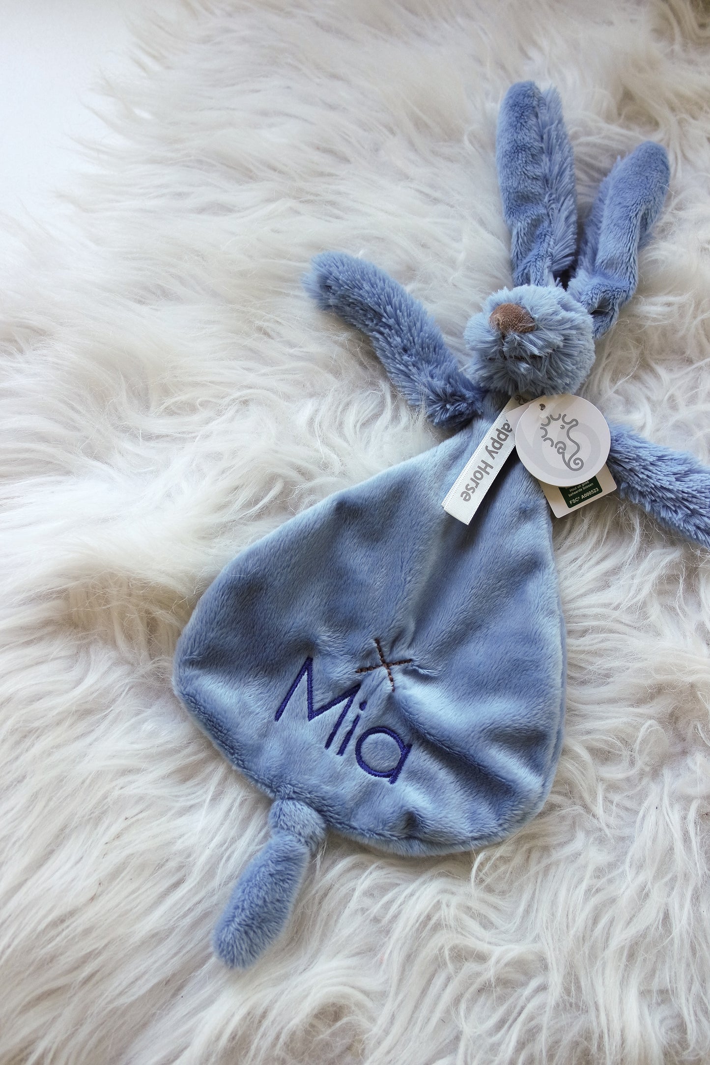 Gepersonaliseerd Rabbit Richie Knuffeldoekje met naam - incl. borduren