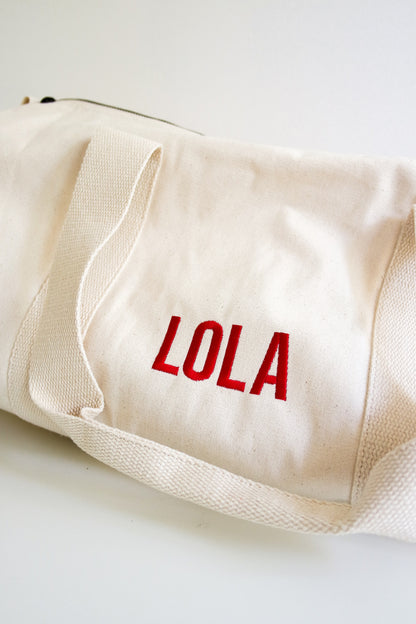 Gepersonaliseerde katoenen logeertas/sporttas - incl. borduren
