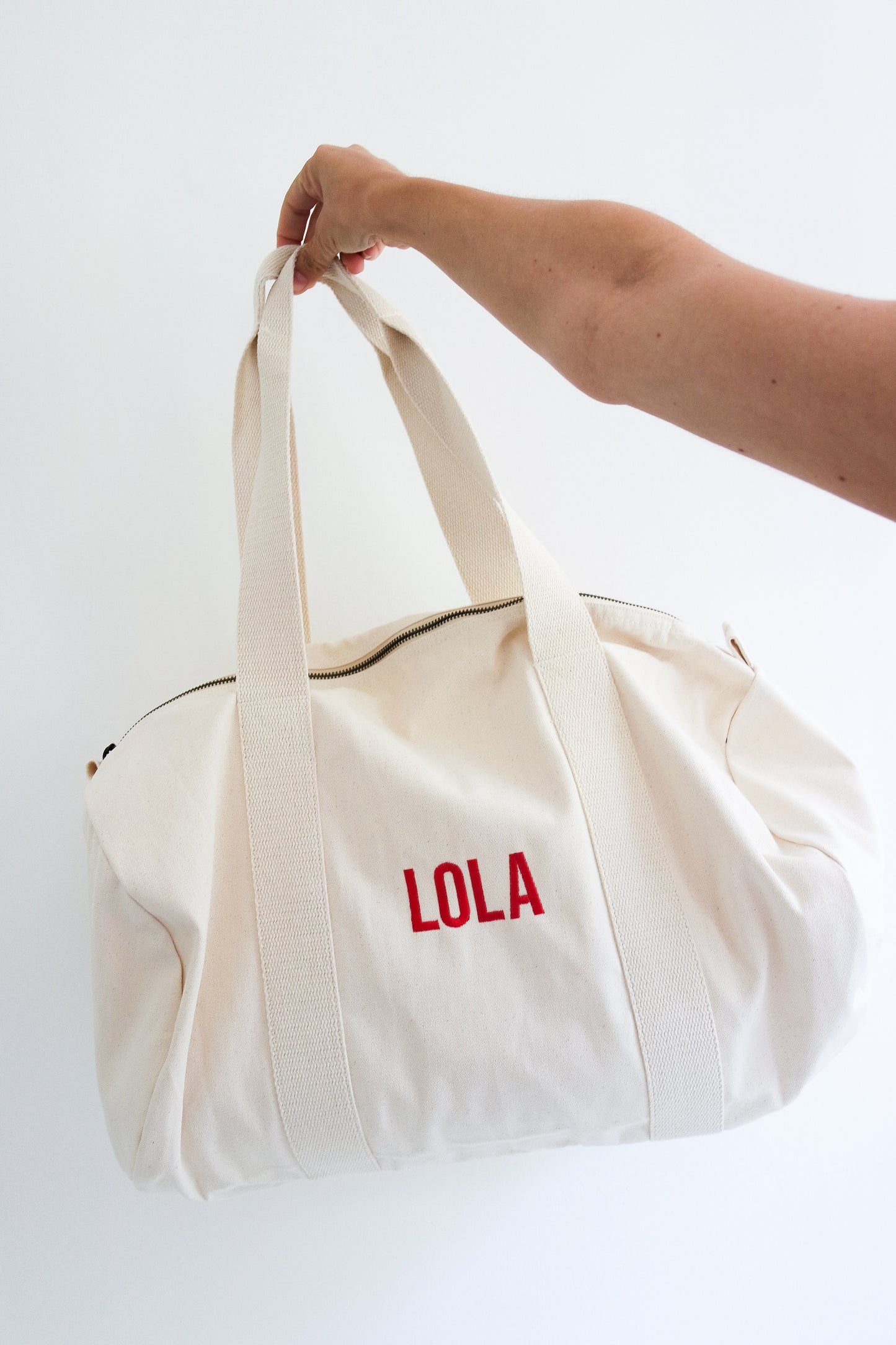 Gepersonaliseerde katoenen logeertas/sporttas - incl. borduren
