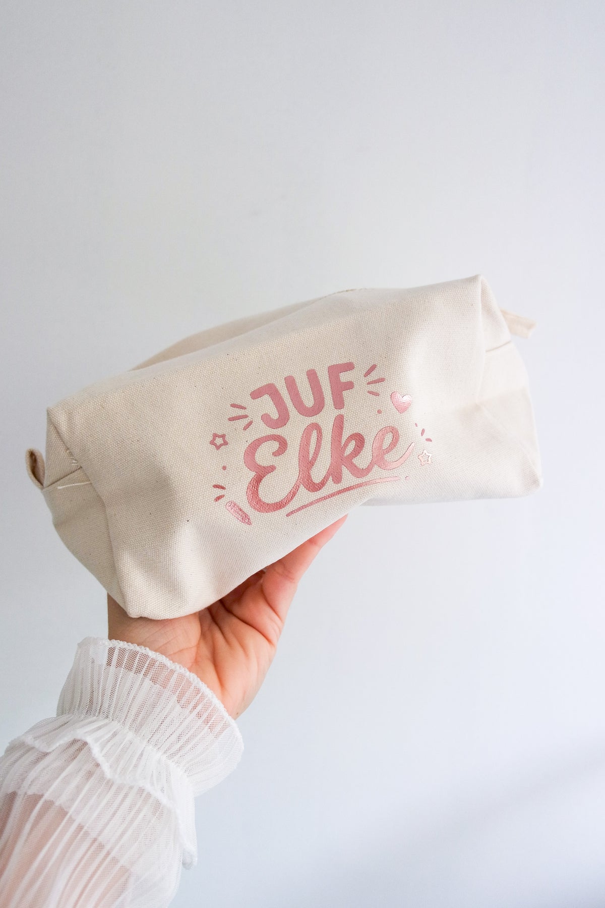 Gepersonaliseerde canvas toilettas met naam - incl. borduren