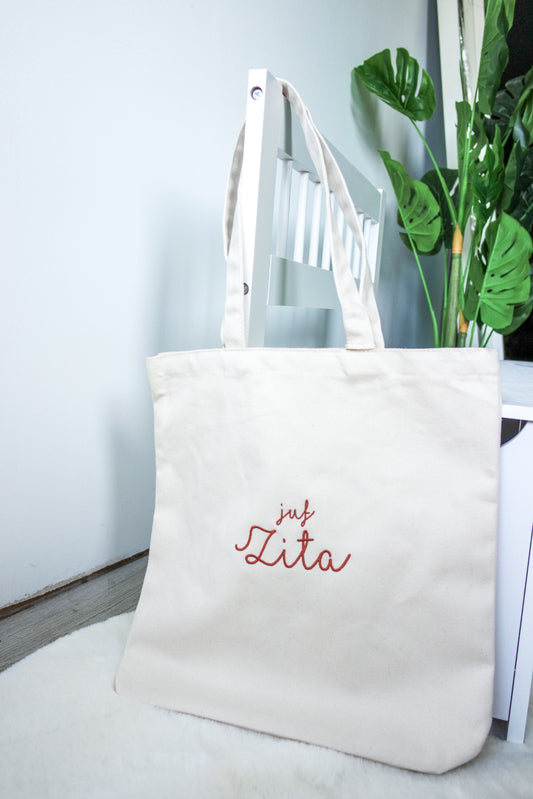 Gepersonaliseerde katoenen tote bag - incl. borduren