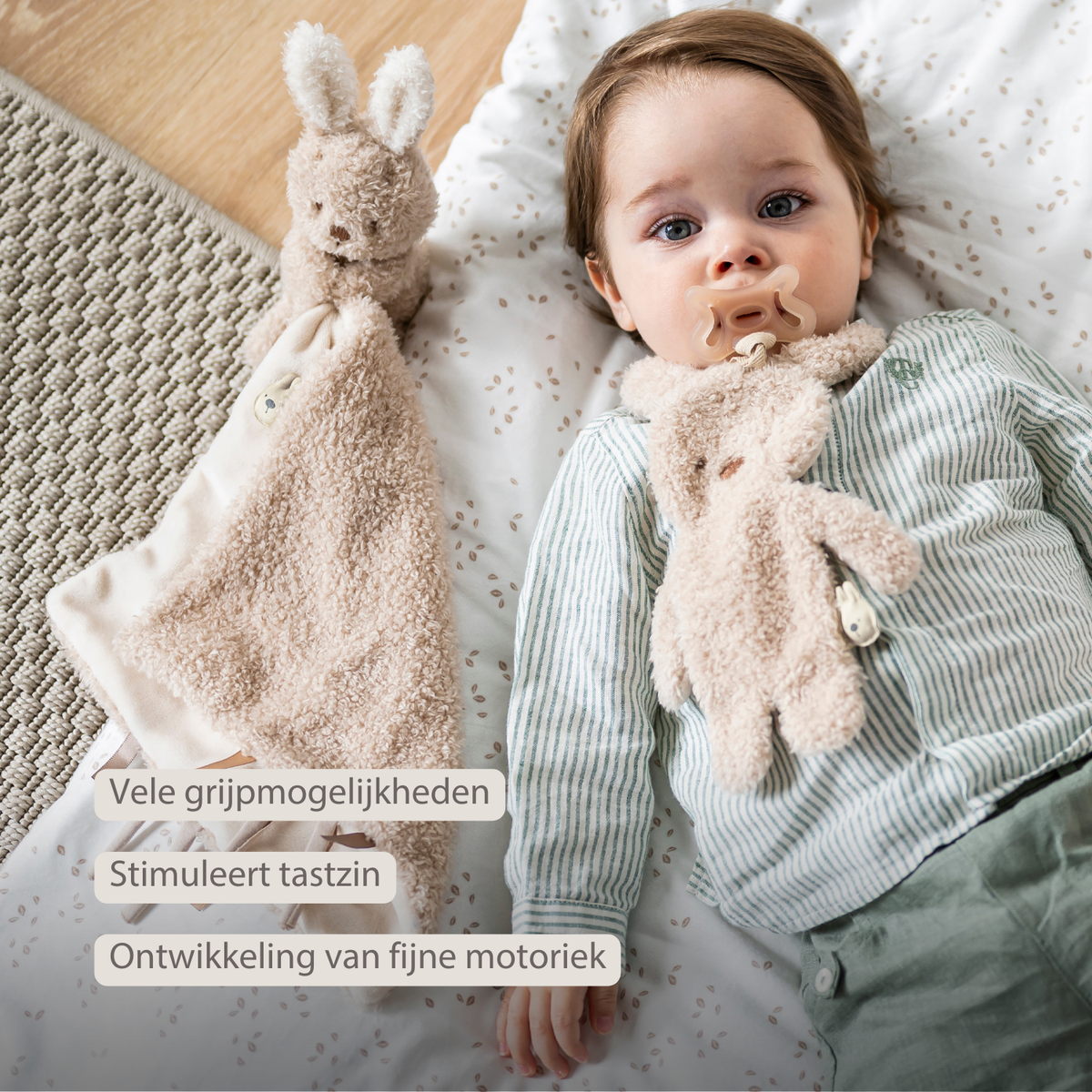 Gepersonaliseerd Nattou Teddy Fopspeendoekje Konijn met naam - incl. borduren