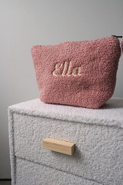 Gepersonaliseerde toilettas met naam - Bouclé