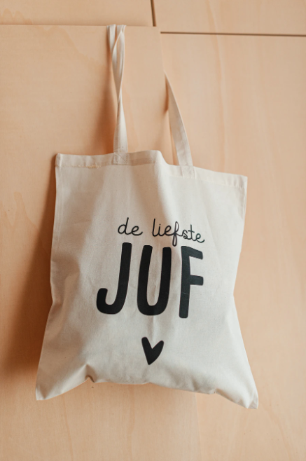 Canvas Tas De Liefste Juf !! Binnen 48u Verzonden !!