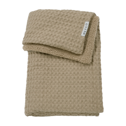 Gepersonaliseerd Deken Waffle Teddy Olive Green met naam - incl. borduring