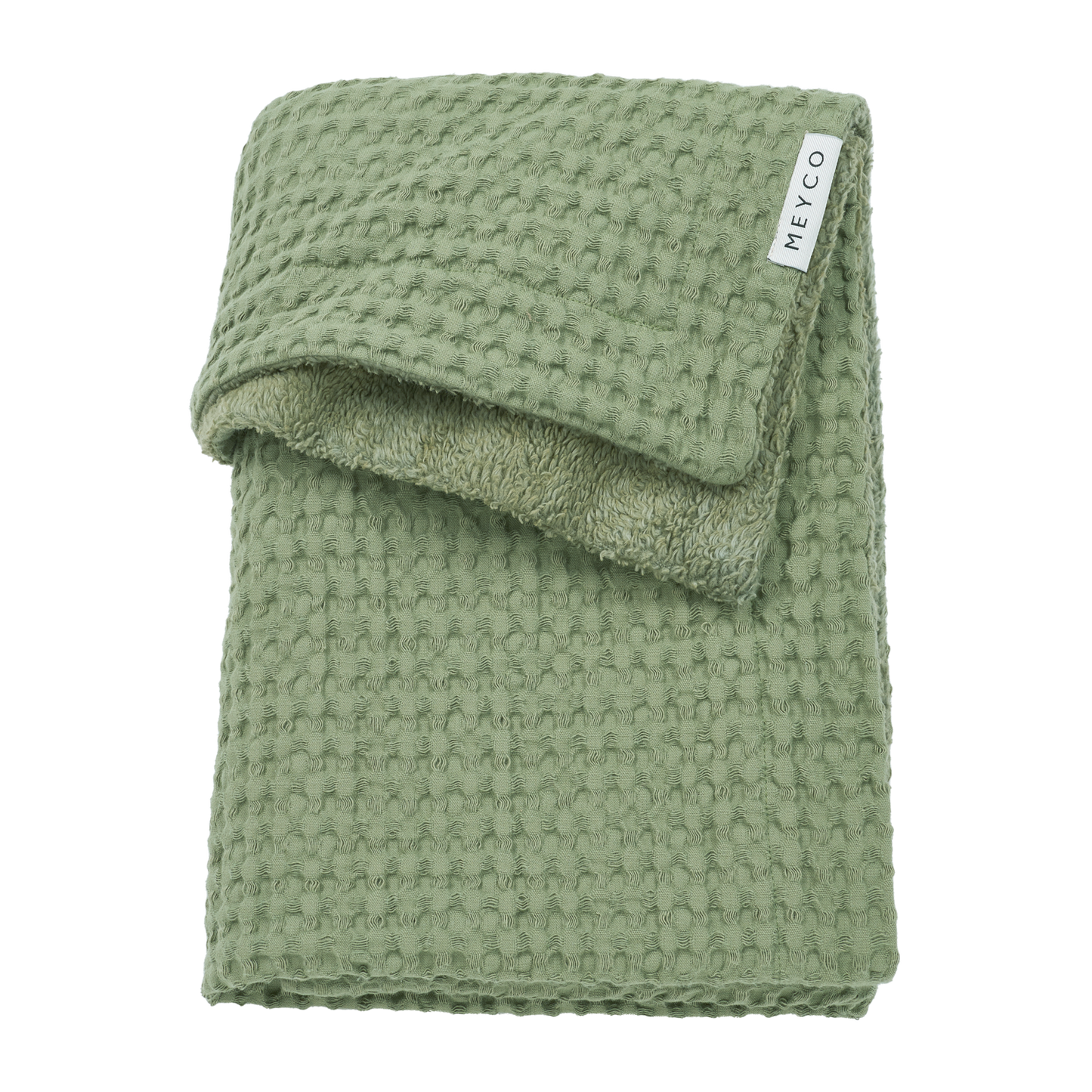 Gepersonaliseerd Deken Waffle Teddy Olive Green met naam - incl. borduring