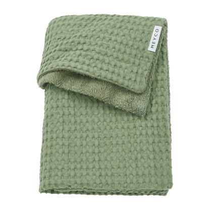 Gepersonaliseerd Deken Waffle Teddy Olive Green met naam - incl. borduring